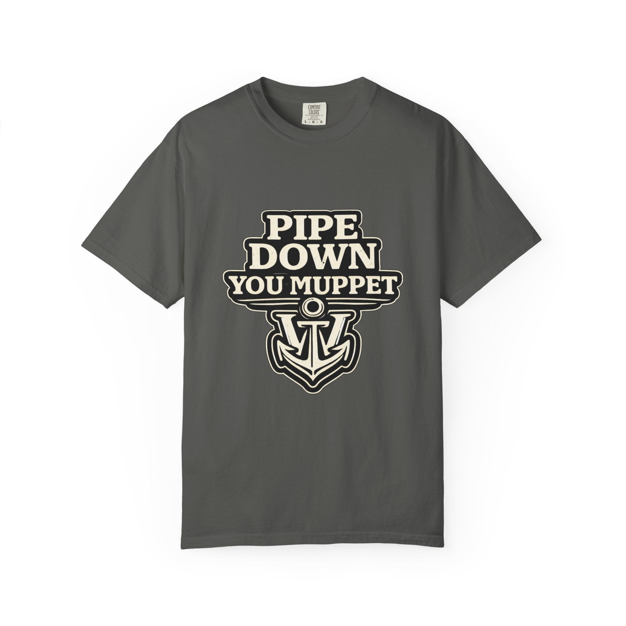Pipe Down You Muppet T-Shirt — Nautical Anchor Graphic, Funny British Slang Tee Printify